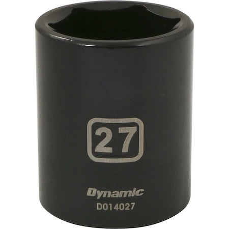 Dynamic 1/2" Drive Standard Socket, Black Phosphate, Tools 1/2" Drive 6 Point Metric, 27mm Standard Length D014027